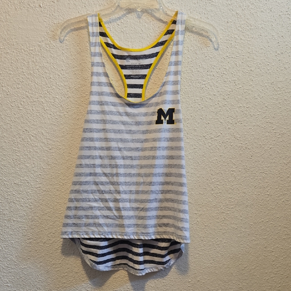 B10 Colosseum Navy and White Striped Michigan Tank Sz Med